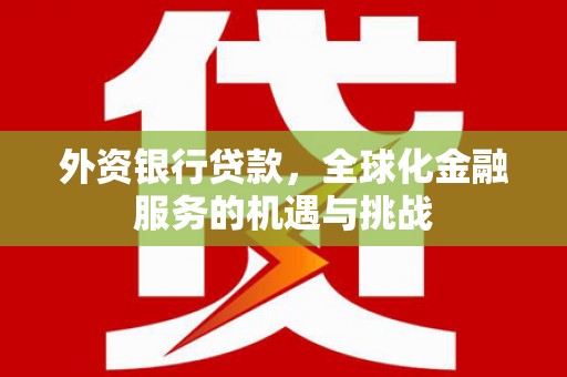 高雄外资银行贷款，全球化金融服务的机遇与挑战